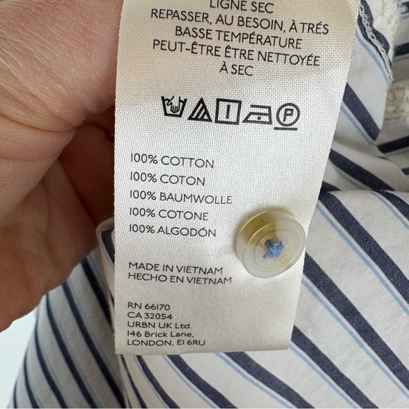Anthropologie Striped 100% Cotton Button Down Shirt Blue White Size 3X - Picture 4 of 4